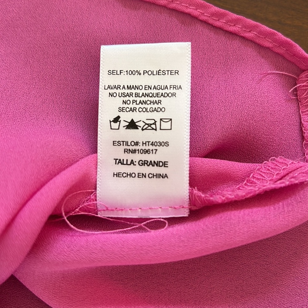 Stella Luce Barbiecore Pink Semi Sheer V Neck Spaghetti Strap Top Size Large - Picture 7 of 7